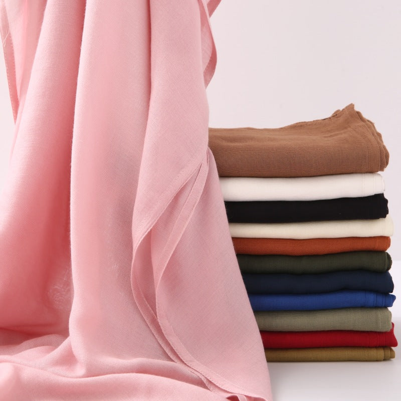 Breathable Shawl Modal Monochrome Malay Indonesian Cotton And Linen Solid Color Scarf Headcloth