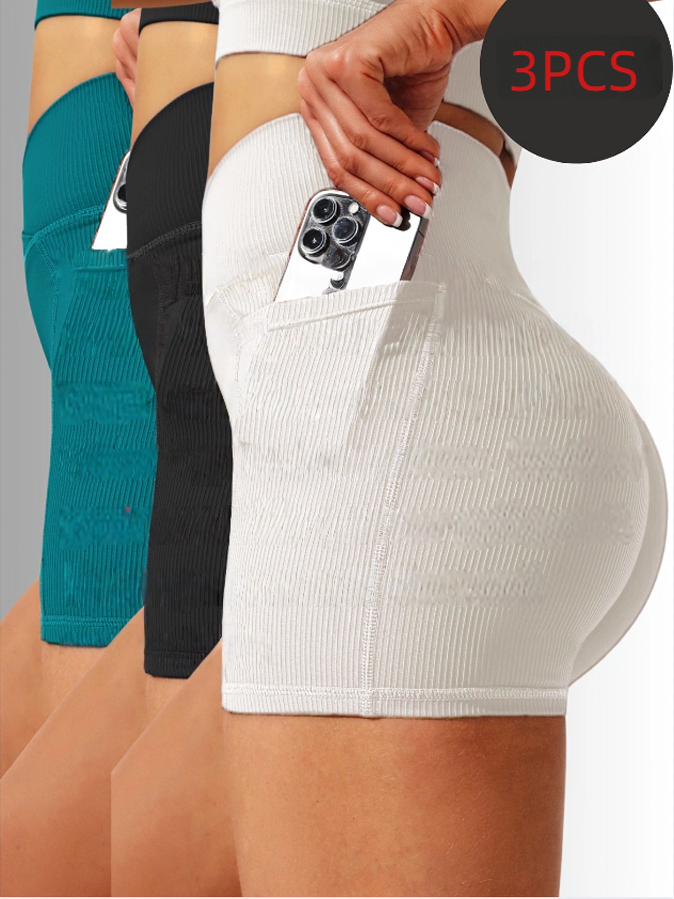 3 Pack Seamless Yoga Shorts - High Waisted Tummy Control, Quick Dry For Gym & Running