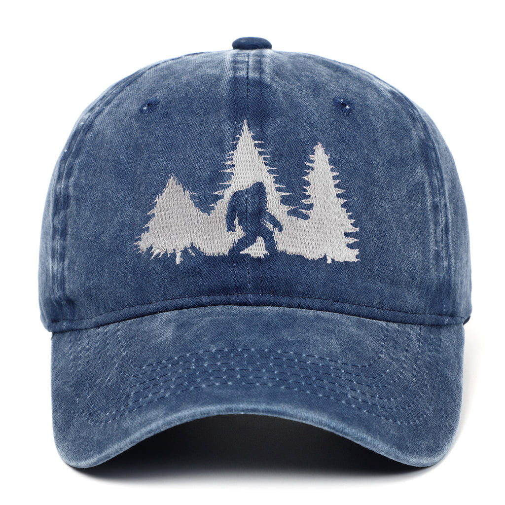 Big Foot Embroidered Baseball Cap Worn Looking Washed-out