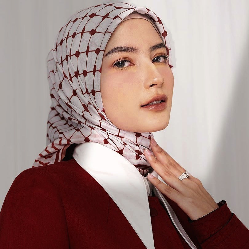 New Chiffon Printed Plaid Square Scarf