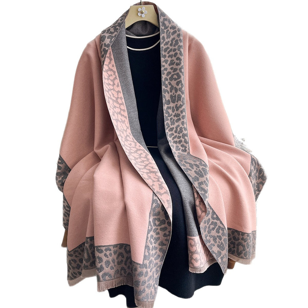 Intellectual Elegant Leopard Print Artificial Cashmere Scarf Women