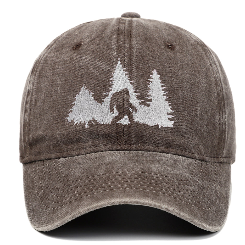 Big Foot Embroidered Baseball Cap Worn Looking Washed-out