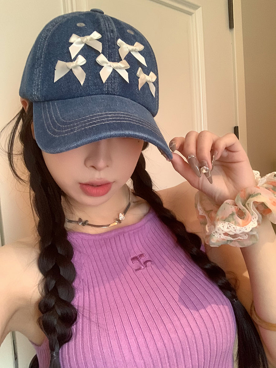 Bowknot Peaked Cap Female Sun Protection
