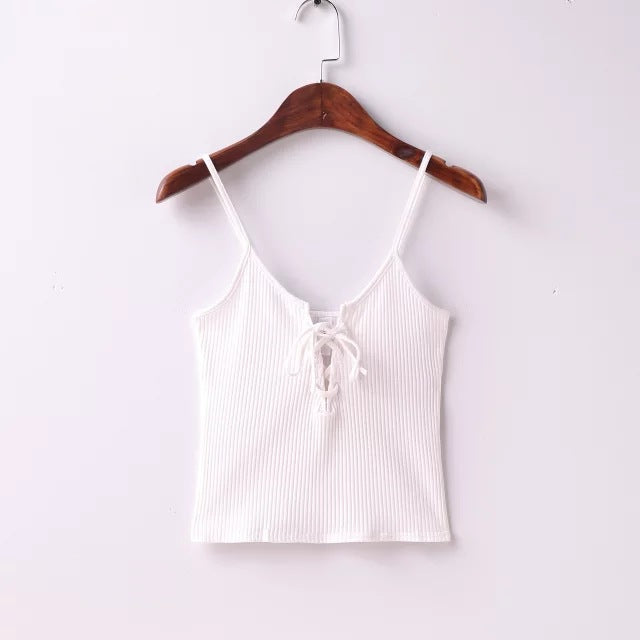 Sexy Summer Women's Dress With Slit Chest Vest Tie Rope Small Camisole