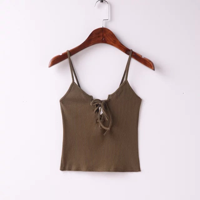 Sexy Summer Women's Dress With Slit Chest Vest Tie Rope Small Camisole