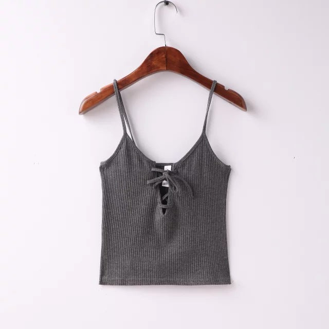 Sexy Summer Women's Dress With Slit Chest Vest Tie Rope Small Camisole