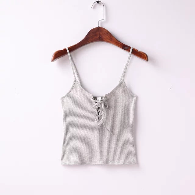 Sexy Summer Women's Dress With Slit Chest Vest Tie Rope Small Camisole