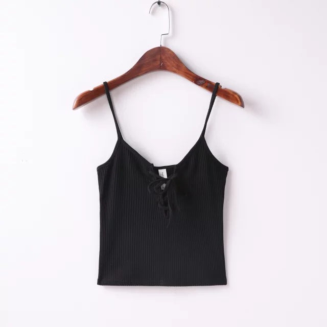 Sexy Summer Women's Dress With Slit Chest Vest Tie Rope Small Camisole