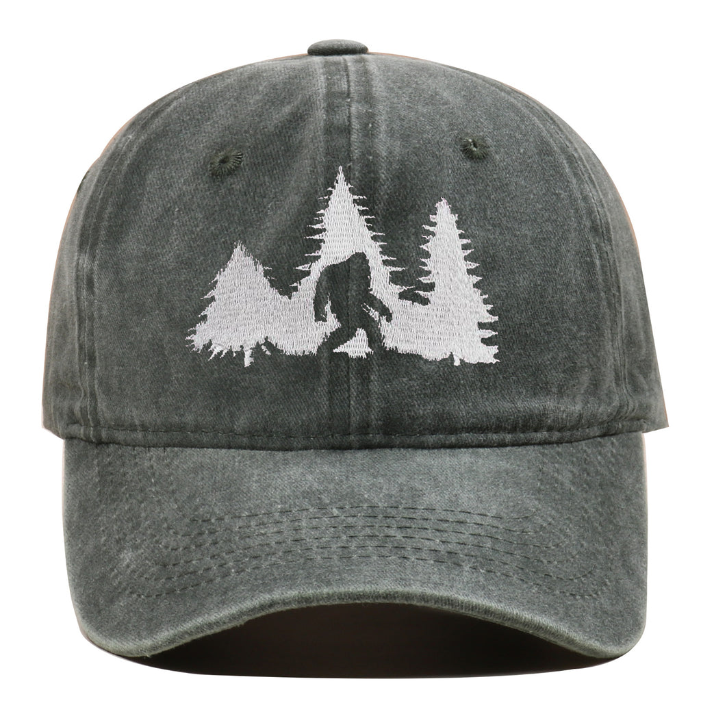 Big Foot Embroidered Baseball Cap Worn Looking Washed-out