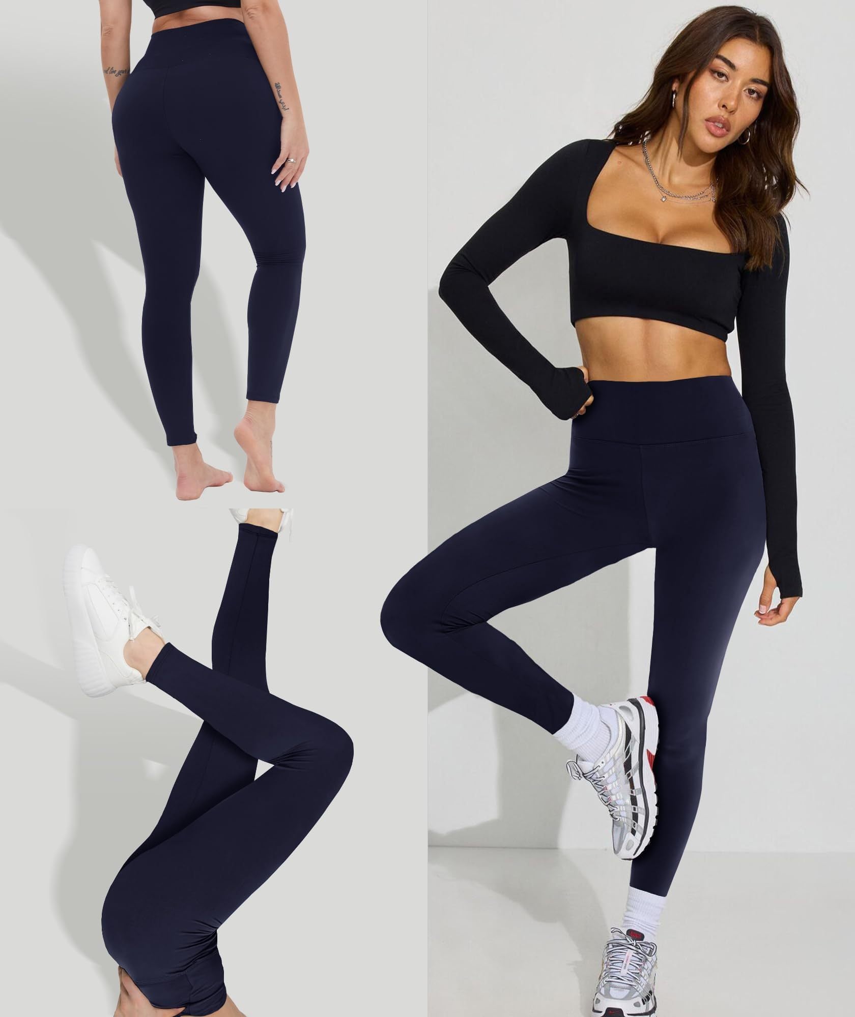 Leggings - Cropped High-waisted Solid Color