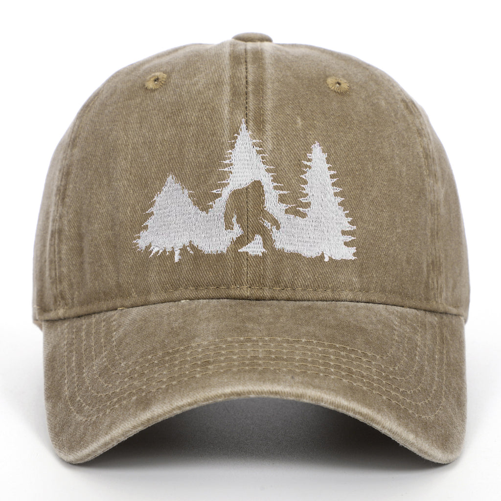 Big Foot Embroidered Baseball Cap Worn Looking Washed-out