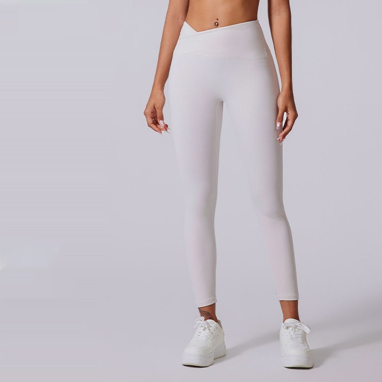Autumn And Winter Cross Waist Nude Feel Sports Trousers
