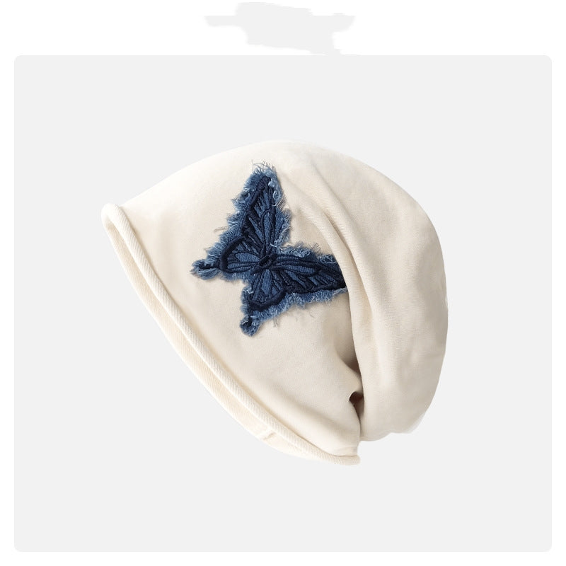Lazy Pile Heap Cap Children Solid Color Curling Sleeve Cap Butterfly Retro