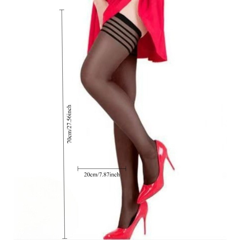 Two Long Stockings Women's Summer Thin Black Flesh-colored Anti-hook Silk Over The Knee Socks Non-slip High Socks