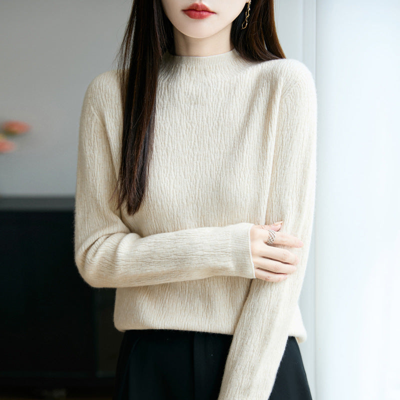 Women's Loose-fitting Mid-neck Sweater Long Sleeve Base