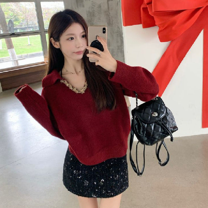 Women's New Retro Loose Slim-fit Knitted Sweater