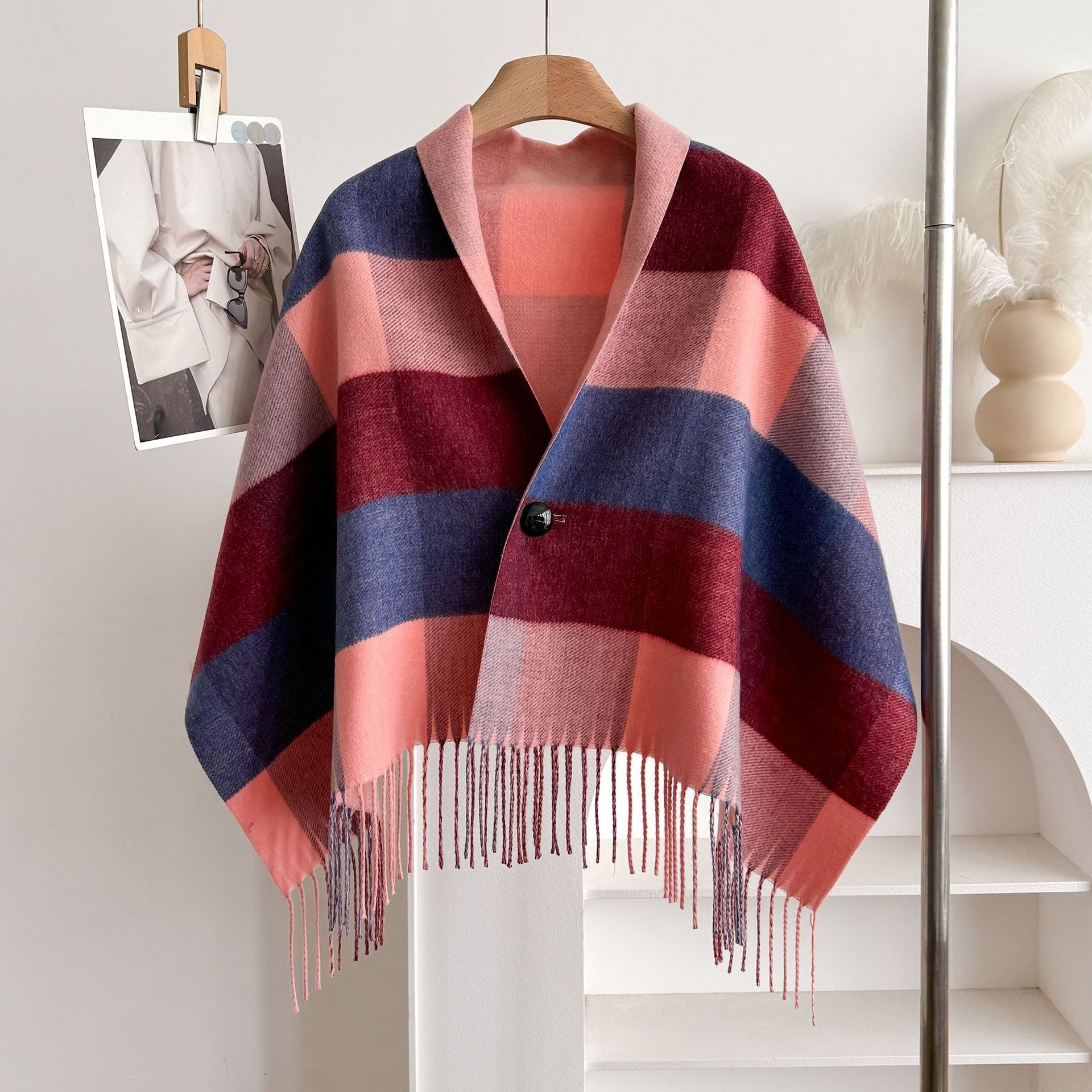 Tassel Wool Cloak Double-sided Shawl Multi-functional Warm Scarf