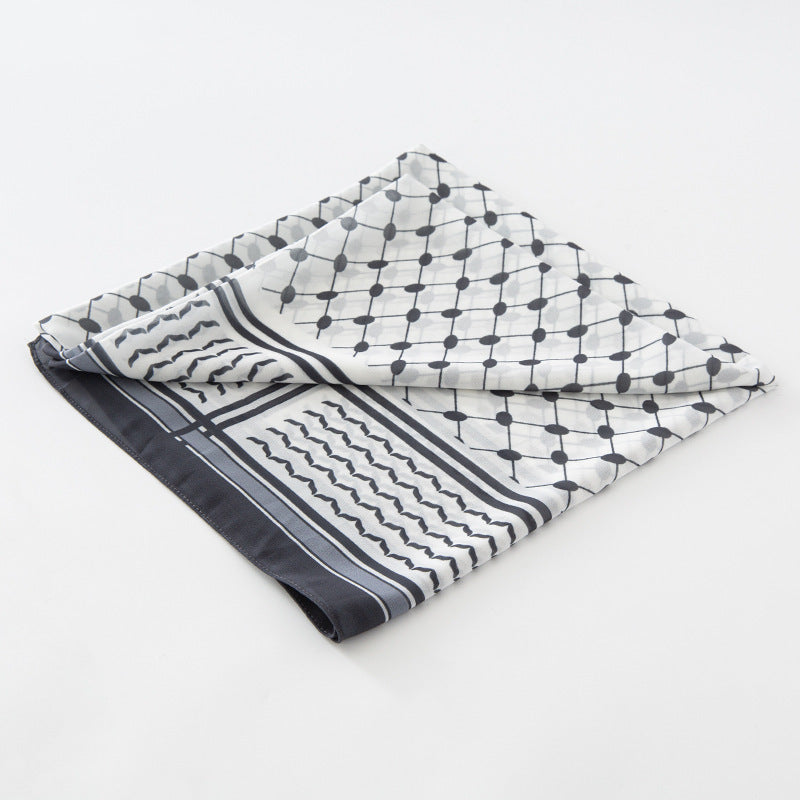 New Chiffon Printed Plaid Square Scarf