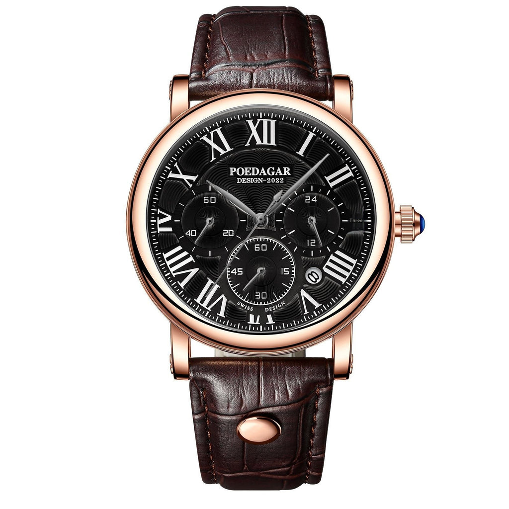Multifunctional Men's Fashion Quartz Watch Ultra-thin Belt Style
