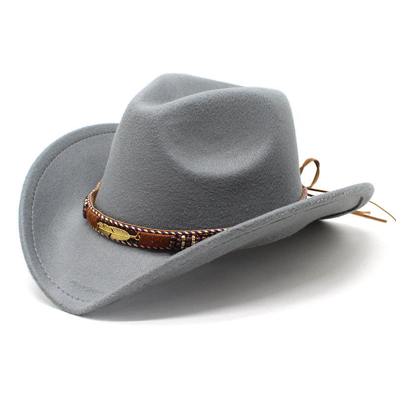 Ethnic Style Metal Feather Western Denim Top Hat