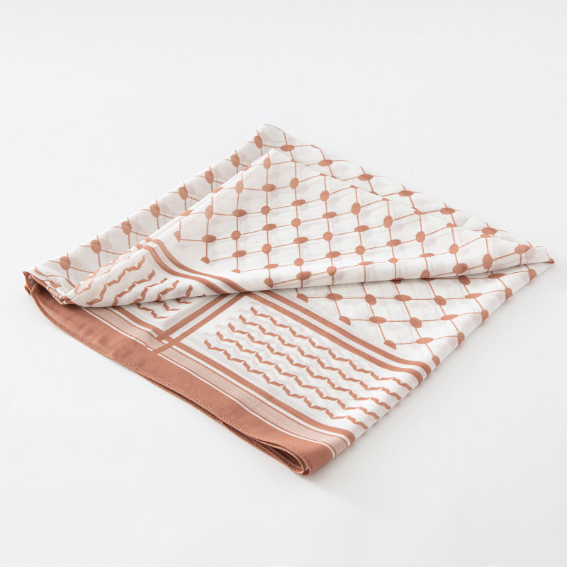New Chiffon Printed Plaid Square Scarf