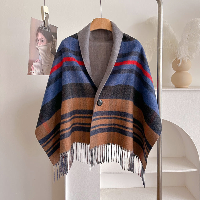 Tassel Wool Cloak Double-sided Shawl Multi-functional Warm Scarf