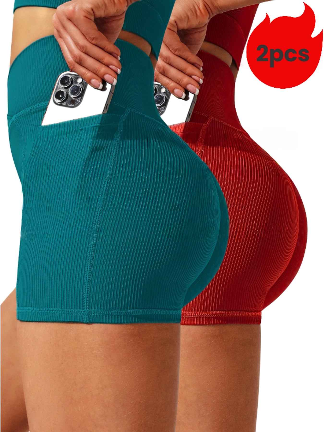 2-Pack Yoga Shorts For Women - High Waisted Workout Shorts, Breathable & Stretchy