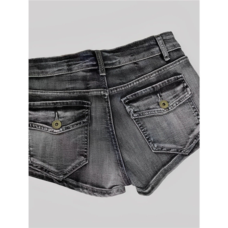Low Waist Washed Denim Shorts Women's Tight