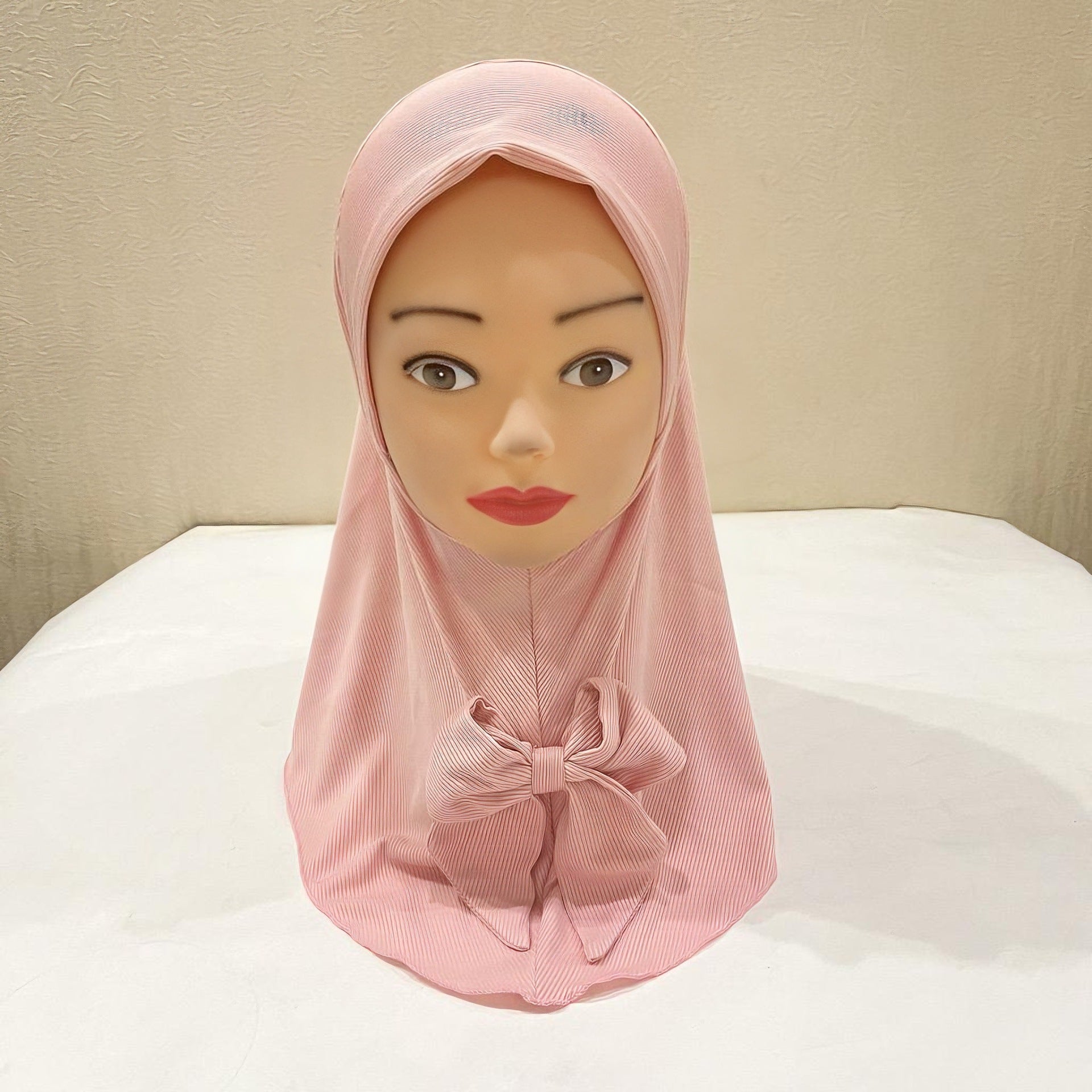 Exclusive For Cross-border 2 To 6 Years Old Little Girl Headscarf Thread Fabric Vertical Bar Sunday Hat Bow Veil