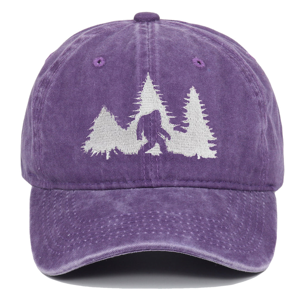 Big Foot Embroidered Baseball Cap Worn Looking Washed-out