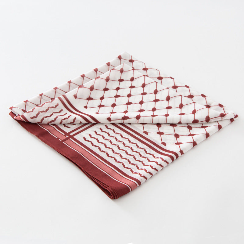 New Chiffon Printed Plaid Square Scarf