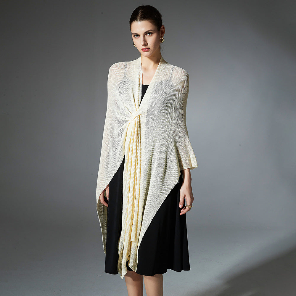 Anti-Pilling Shawl Thin Knitted Cardigan Solid Color Shawl