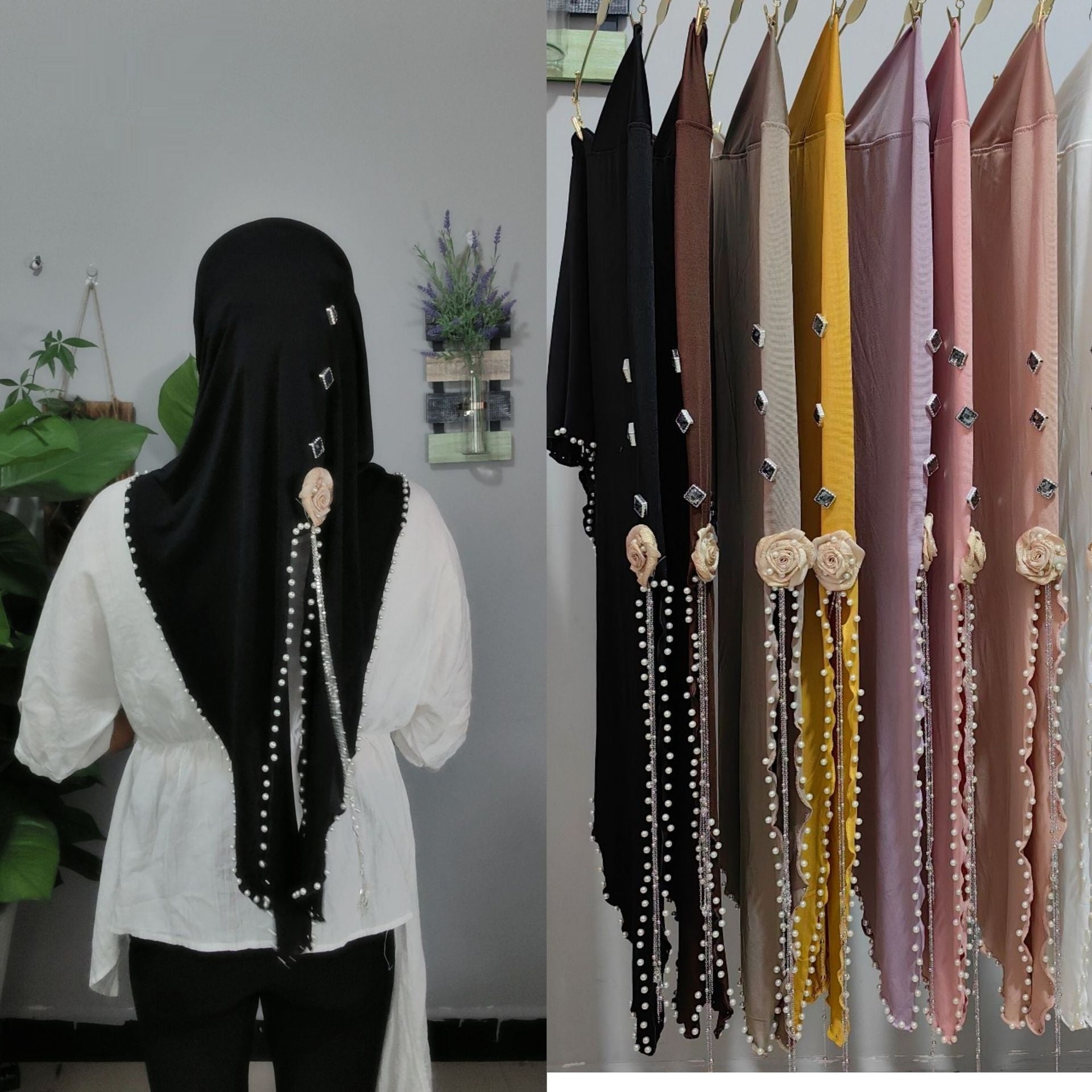 Dry Rose Soft Brim Split Swallowtail Large Scarf