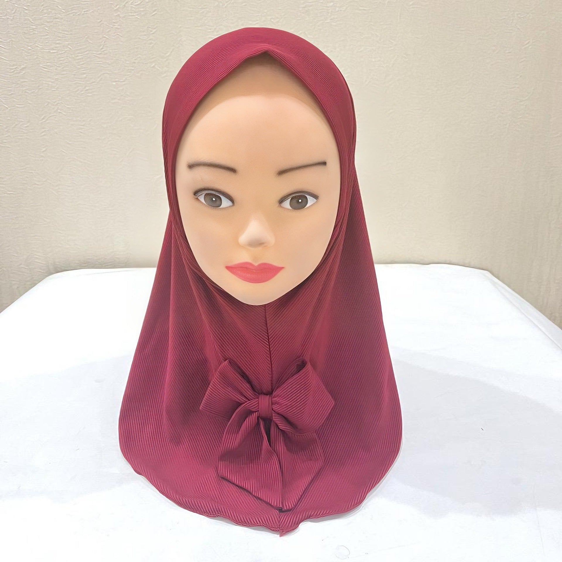 Exclusive For Cross-border 2 To 6 Years Old Little Girl Headscarf Thread Fabric Vertical Bar Sunday Hat Bow Veil
