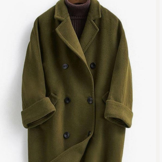 Women's Double-faced Wool Long Loose Slim Wool Coat