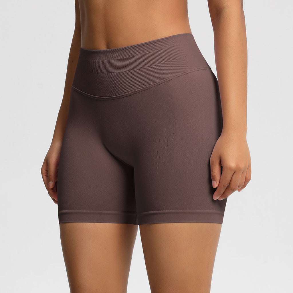Seamless Three-section Waist Fitness Shorts Women's High Top Sports Yoga Shorts