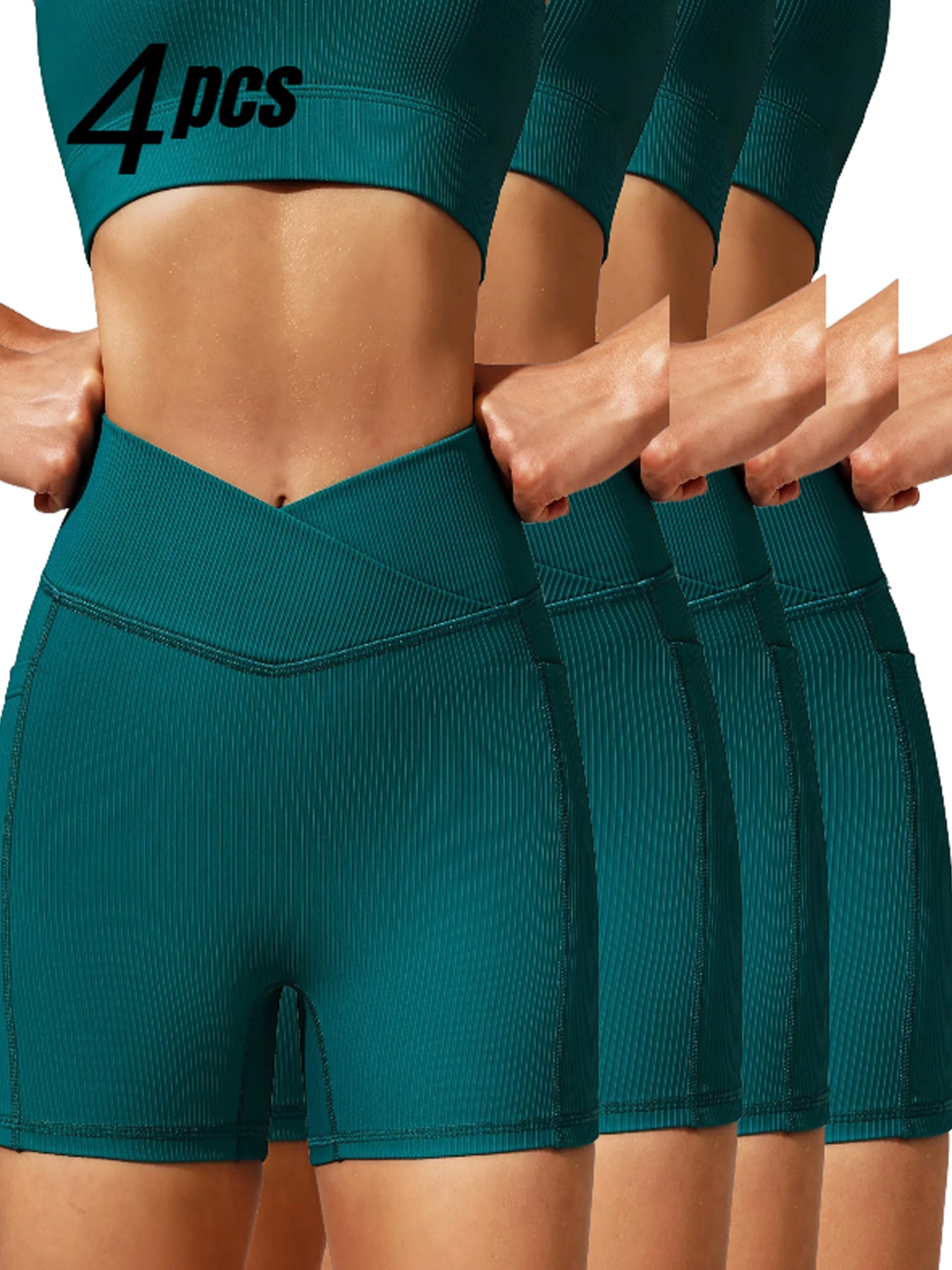 4-Pack Women's Yoga Shorts Value Set - High-Waisted Quick-Dry & Seamless, Must-Have For Workouts