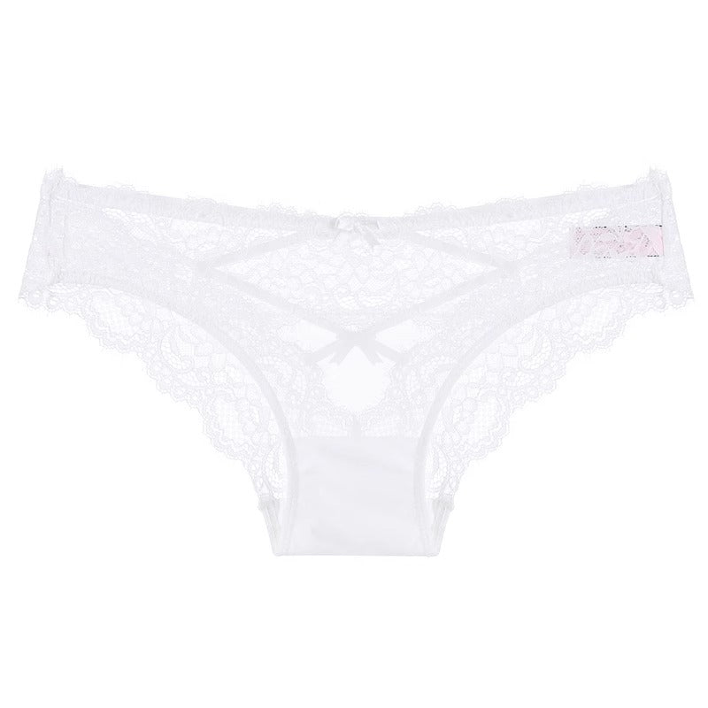 Cross Hollow Girl Transparent Low Waist Women's Briefs Breathable