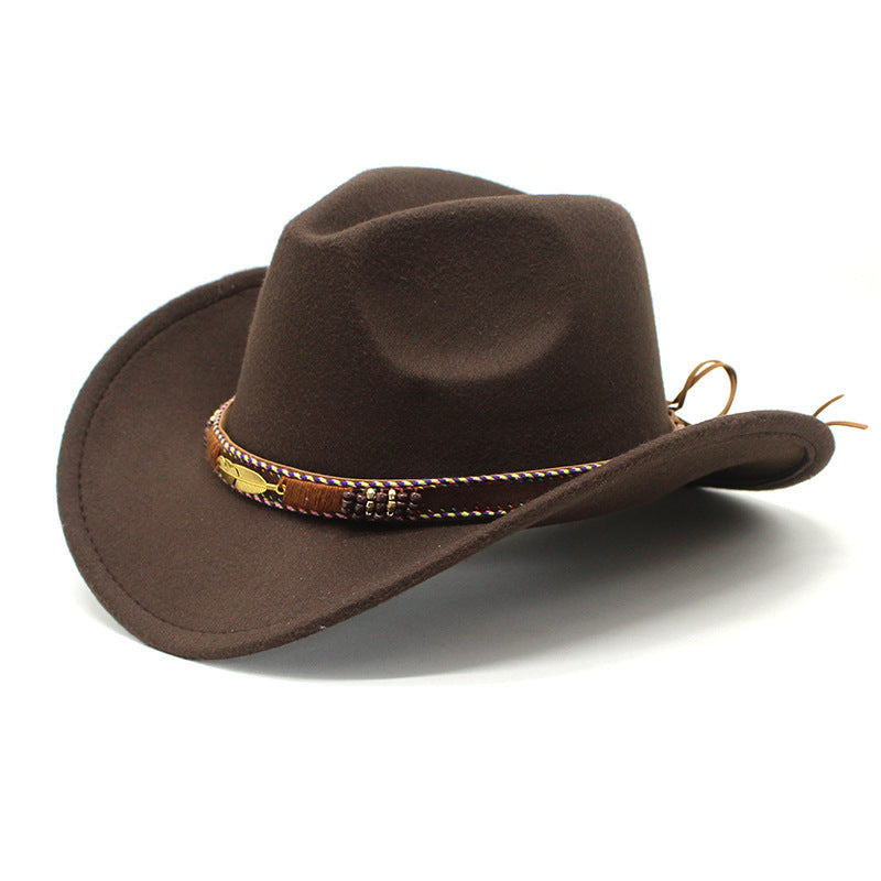 Ethnic Style Metal Feather Western Denim Top Hat