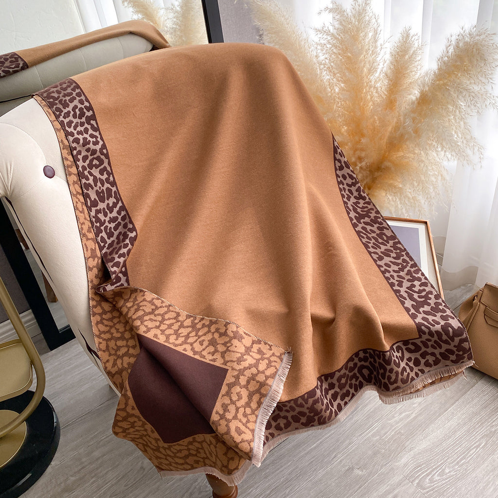 Intellectual Elegant Leopard Print Artificial Cashmere Scarf Women
