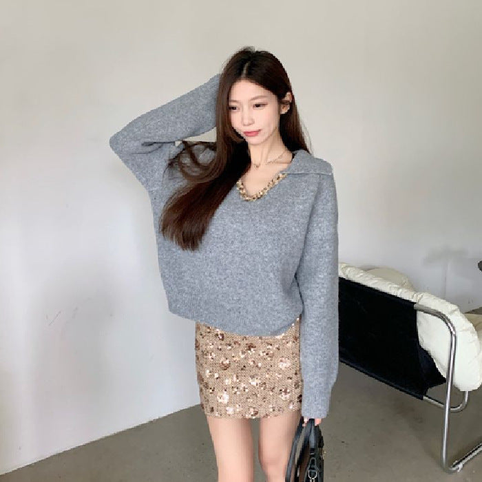 Women's New Retro Loose Slim-fit Knitted Sweater