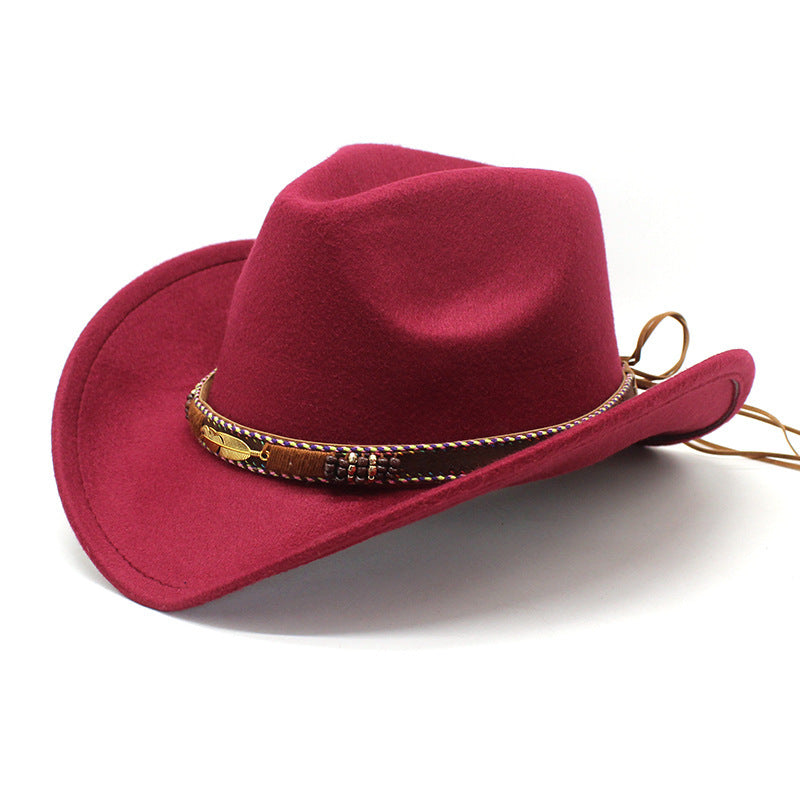Ethnic Style Metal Feather Western Denim Top Hat