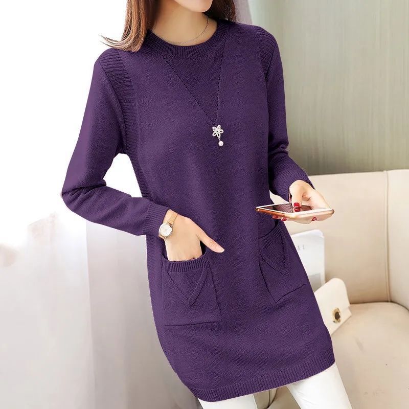 Thickened Mid-length Knitted Dress, Women's Style