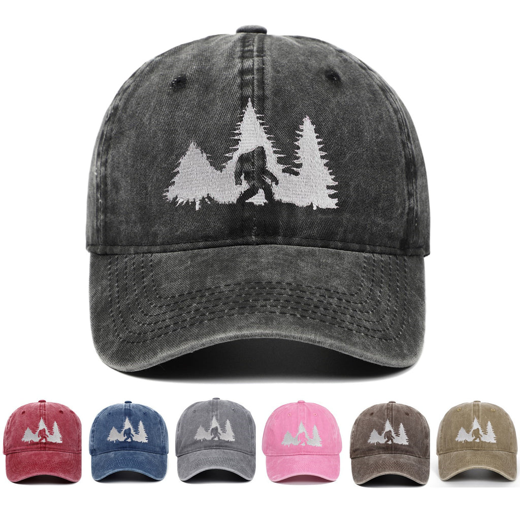 Big Foot Embroidered Baseball Cap Worn Looking Washed-out