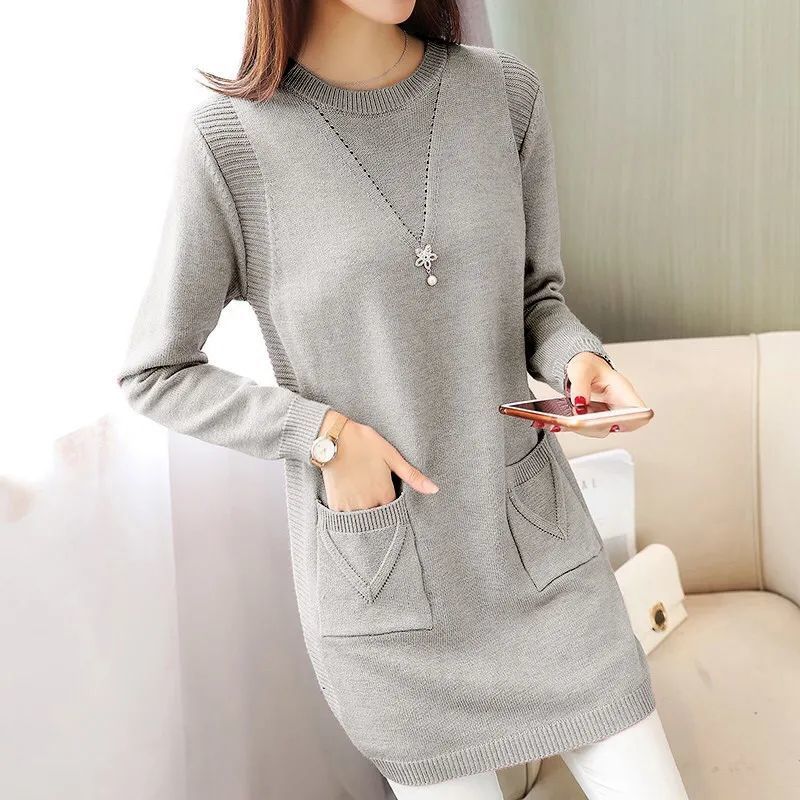 Thickened Mid-length Knitted Dress, Women's Style