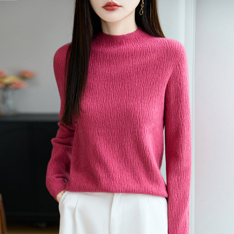 Women's Loose-fitting Mid-neck Sweater Long Sleeve Base