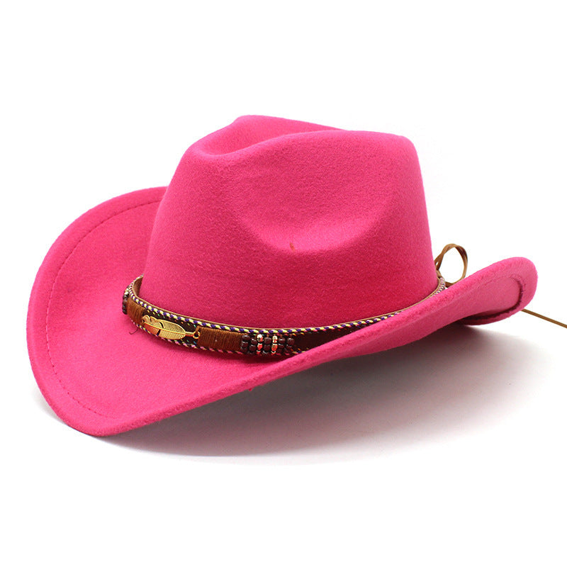 Ethnic Style Metal Feather Western Denim Top Hat