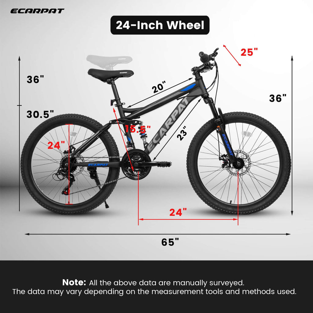 24inch MTB Bike With Disc Brakes, 21-Speed Gear System, Sturdy Durable Frame,Tool Kit, Ideal For Unisex Travel, Commuting And Mountain Cycling