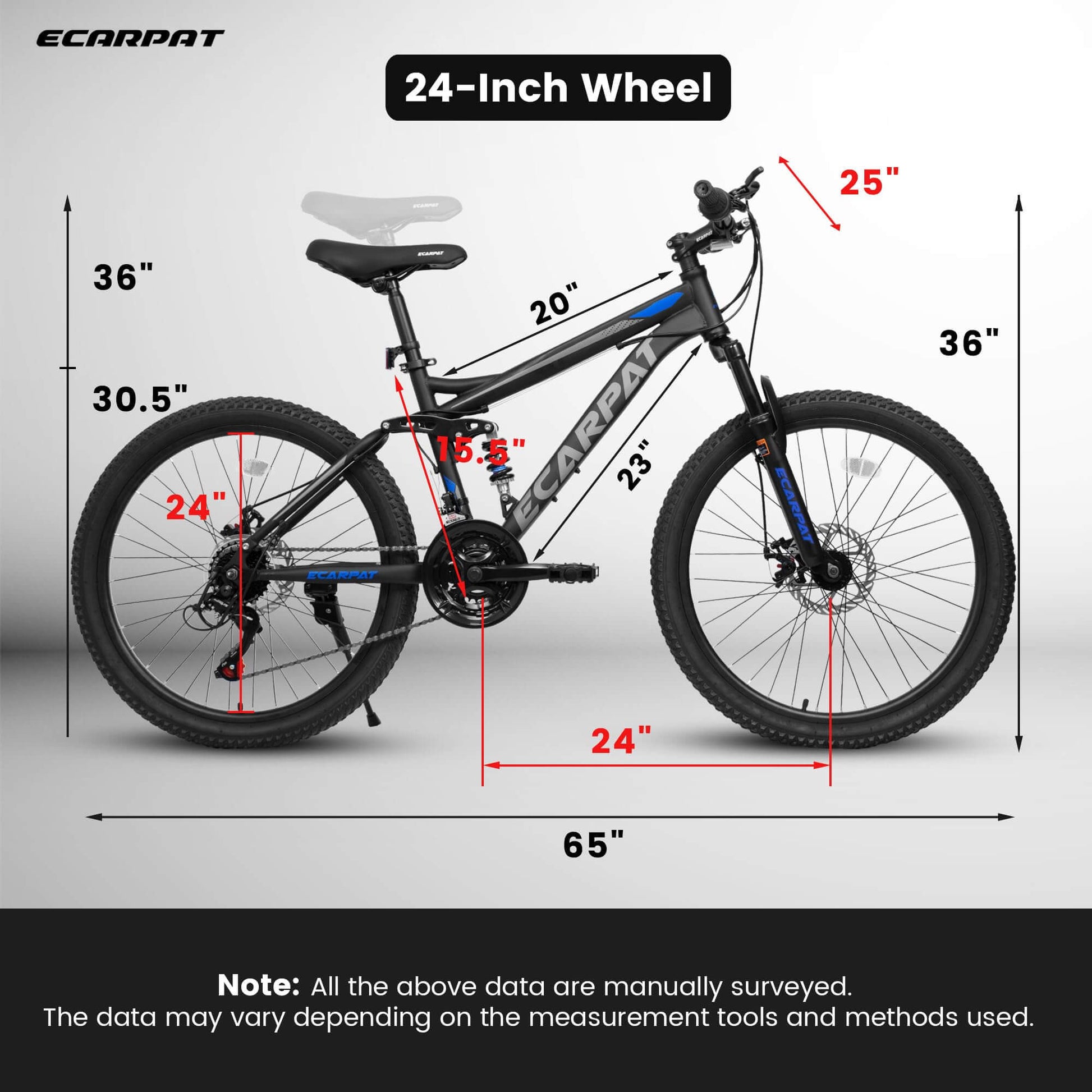 24inch MTB Bike With Disc Brakes, 21-Speed Gear System, Sturdy Durable Frame,Tool Kit, Ideal For Unisex Travel, Commuting And Mountain Cycling