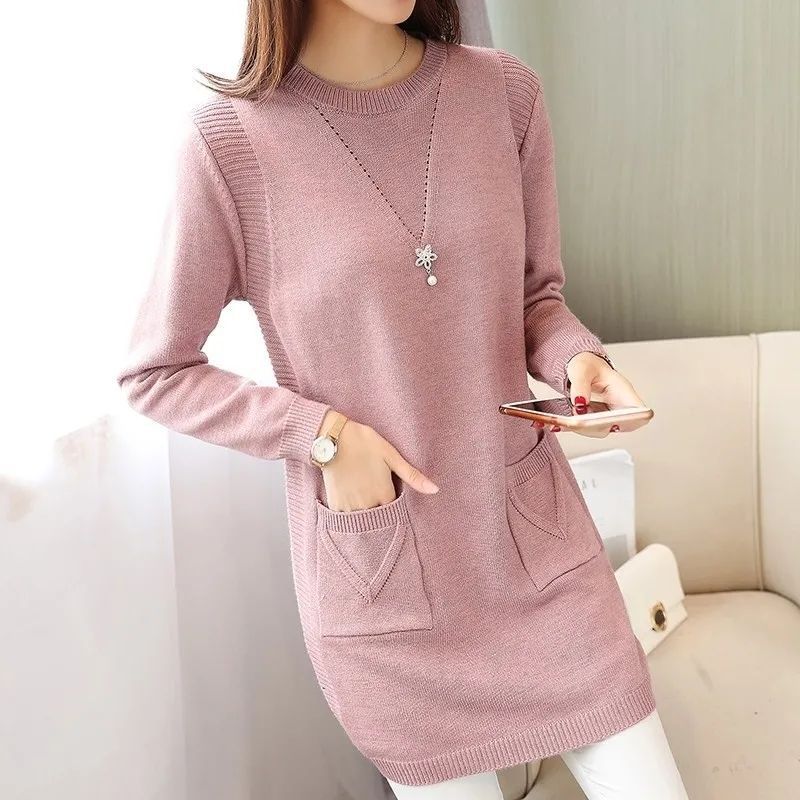 Thickened Mid-length Knitted Dress, Women's Style